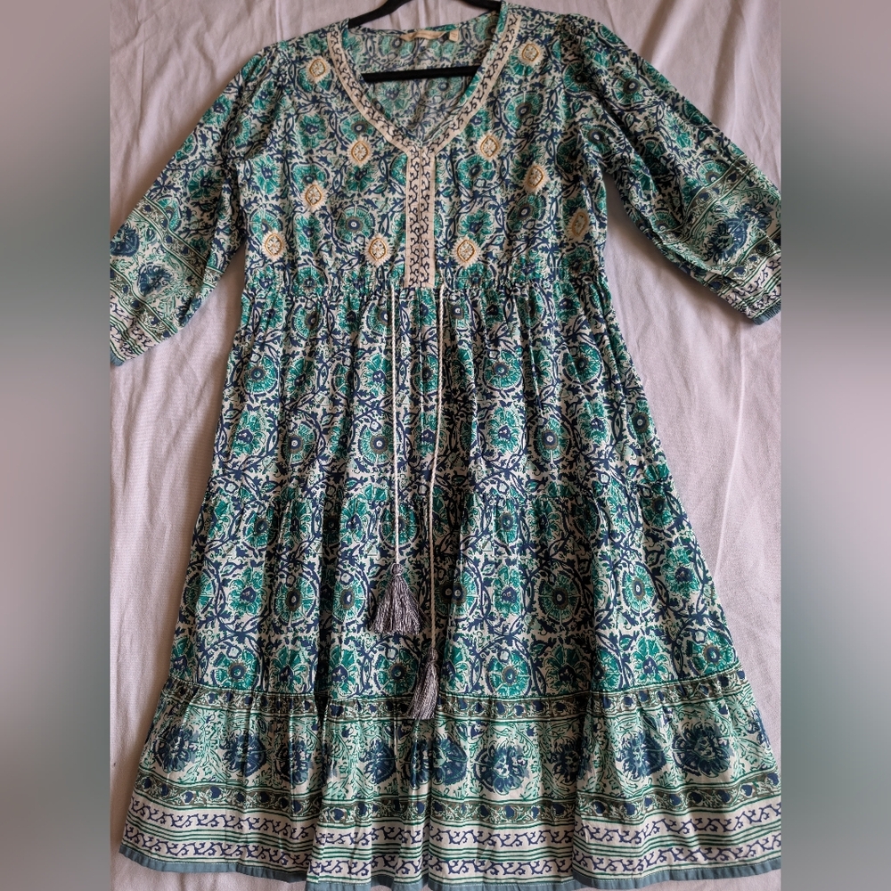 Soft Surroundings Nerissa Blue floral dress Size XS